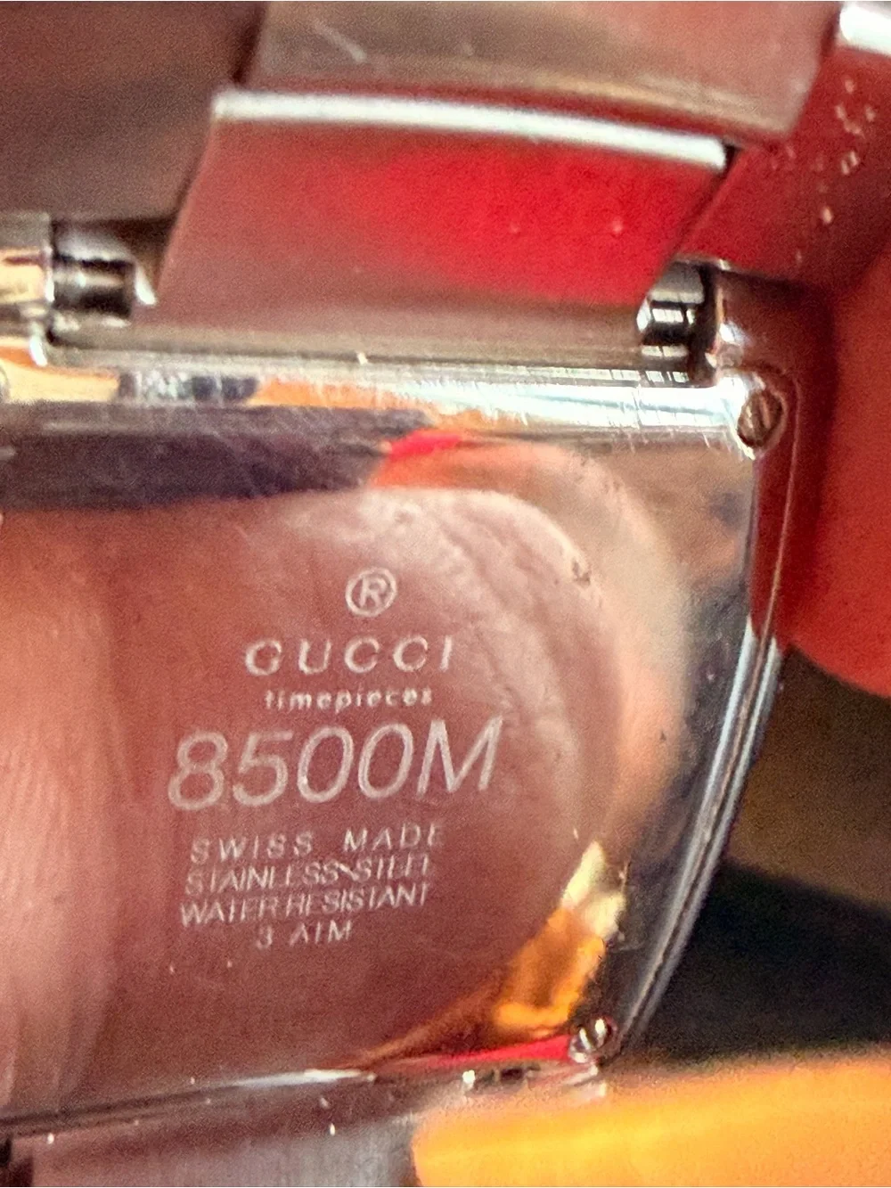 Gucci Stainless Steel Watch with Red Accents